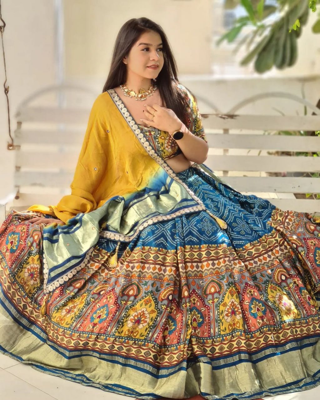 MULTI COLOR SOFT BUTTER SILK DIGITAL PRINTED LEHENGA CHOLI