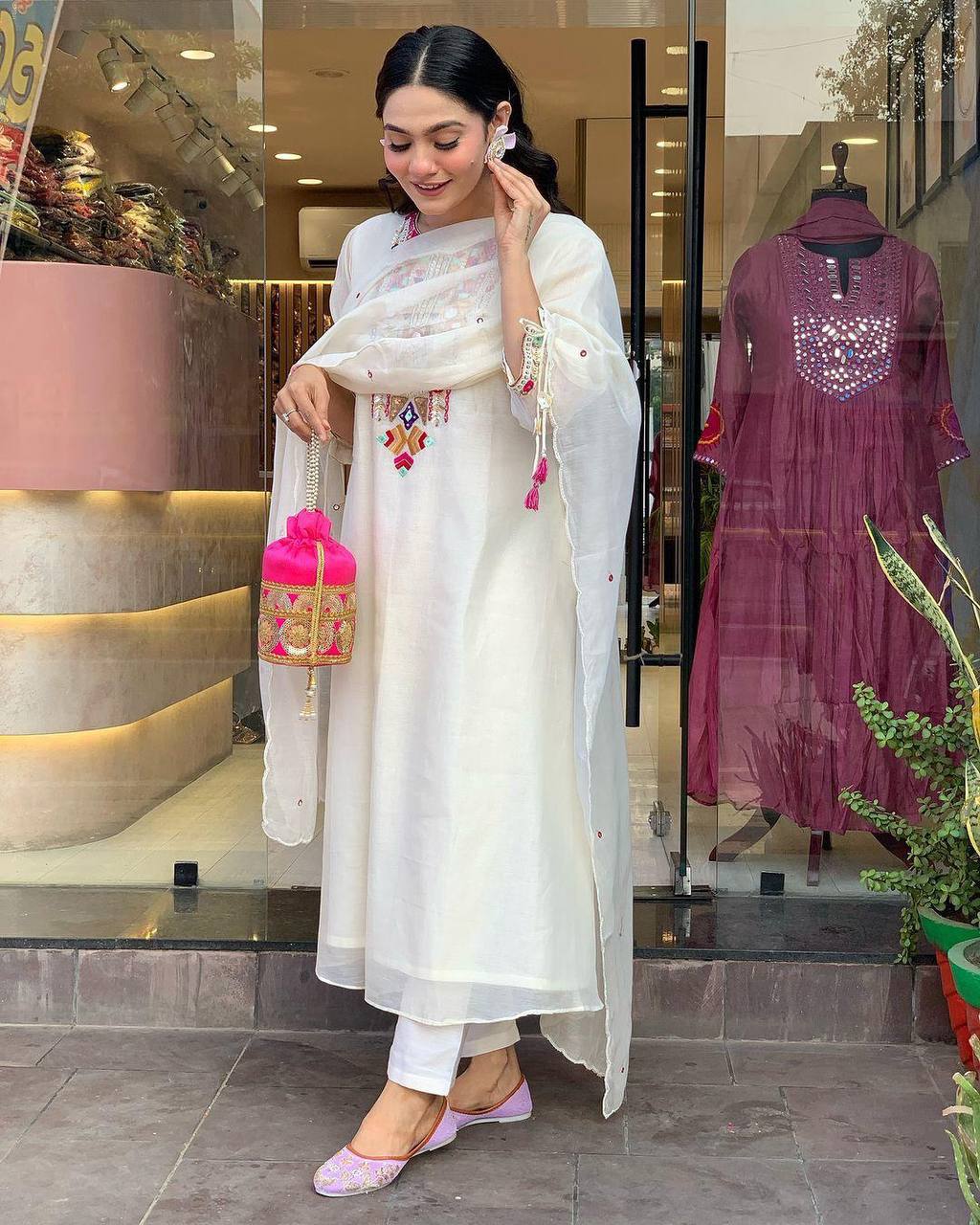 EXCLUSIVE DESIGNER HEAVY COTTON WITH EMBROIDERY MIRROR WORK SUIT