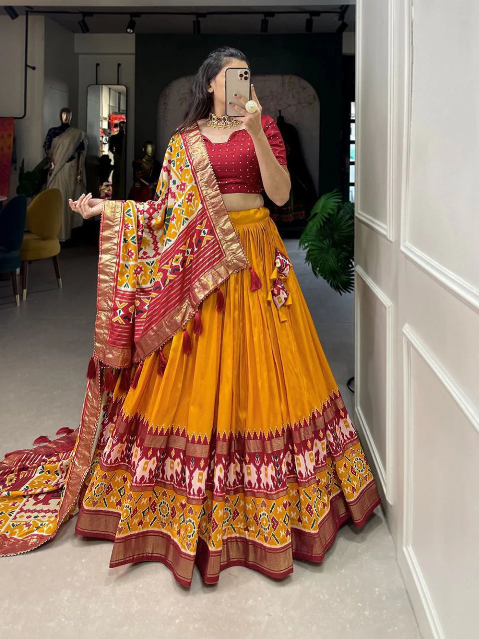 MULTI COLOR DOLA SILK DIGITAL PRINTED LEHENGA CHOLI