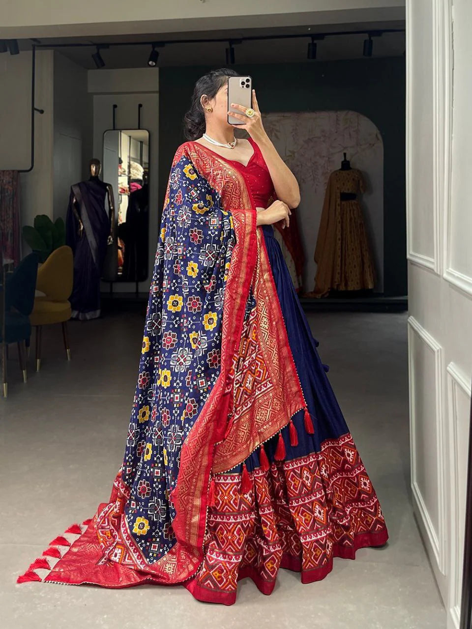 MULTI COLOR DOLA SILK DIGITAL PRINTED LEHENGA CHOLI