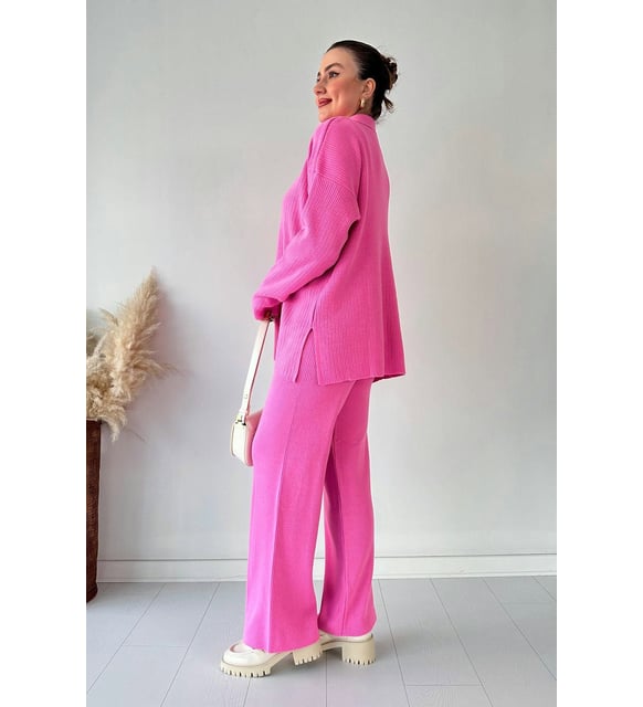 V-Neck Casual Slit Knitted Two-Piece Set